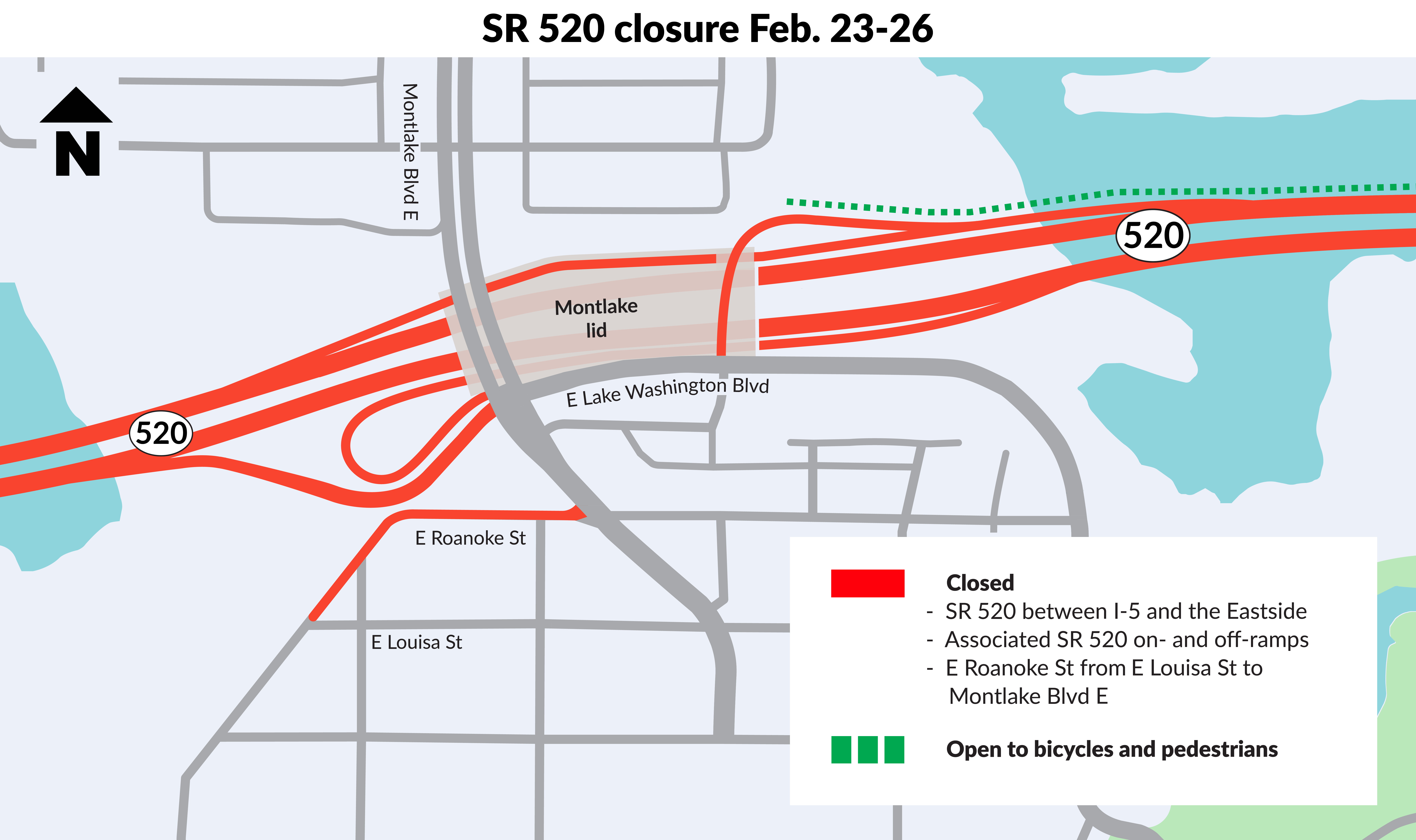 Map of SR 520 closure